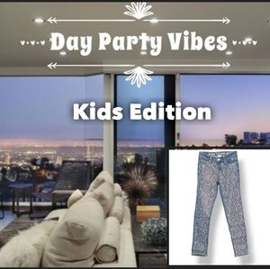 Day Party Vibes: Kids Edition: Glitzy Rhinestone Studded Style Jeans | Size 8H